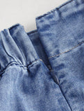 Taglie Forti Gonna in denim vita alta plissettato