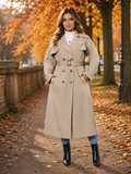 Giacca trench casual versatile da donna taglie forti, tinta unita, per uso quotidiano e viaggi