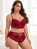 Taglie Forti Set lingerie pizzo floreale con ferretto