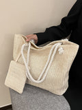 Nuova borsa a spalla oversize di moda, borsa a secchiello in paglia con pizzo a forma di crisantemo