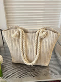 Borsa da spalla in stile di treccia di paglia di grande capacità, design alla moda e semplice, con cinturino singolo, adatta per pendolarismo quotidiano e vacanze, accessori estivi essenziali per donne, per scuola, portatile, pieghevole, grande capacità,