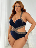 Costume Da Bagno Intero Scollato Da Donna Taglie Forti Con Cinturino