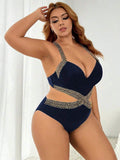 Costume Da Bagno Intero Scollato Da Donna Taglie Forti Con Cinturino