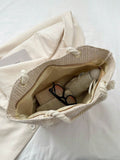 Borsa da spalla in stile di treccia di paglia di grande capacità, design alla moda e semplice, con cinturino singolo, adatta per pendolarismo quotidiano e vacanze, accessori estivi essenziali per donne, per scuola, portatile, pieghevole, grande capacità,