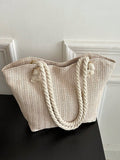 Borsa da spalla in stile di treccia di paglia di grande capacità, design alla moda e semplice, con cinturino singolo, adatta per pendolarismo quotidiano e vacanze, accessori estivi essenziali per donne, per scuola, portatile, pieghevole, grande capacità,