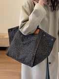 Borsa a tracolla casual di moda, grande capacità, stampa leopardata, design personale alla moda, popolare, adatta per scuola, ampia capacità, portatile, per ragazze adolescenti, donne, studenti universitari, lavoratrici, perfetta per lavoro, ritorno a scu