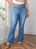 Jeans a zampa slim fit casual a vita elastica taglie forti