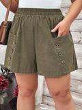 Shorts taglia forte da donna con coulisse elasticizzata e tasche doppie in colore tinta unita, vestibilità ampia, adatte per un look casual