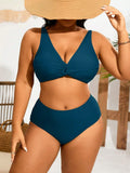 Bikini taglie forti di colore solido con schiena incrociata