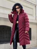 Cappotto Piumino Con Cappuccio E Zip Taglia Grande Con Rifinitura Pelosa