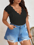 Bodysuit con spalline backless e scollo a V in pizzo taglie comode