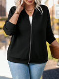 Giacca casual da baseball con maniche lunghe in colore unito per donne taglie forti
