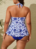 Tankini estivo di da 2 pezzi con stampa posizionata, taglie comode