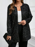 Cardigan ampio con paillettes decorative sul davanti in colore unito