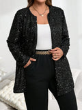 Cardigan ampio con paillettes decorative sul davanti in colore unito