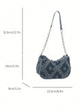 Nuova borsa a tracolla donna baguette in denim, borsa alla moda alla moda