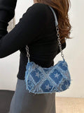 Nuova borsa a tracolla donna baguette in denim, borsa alla moda alla moda