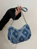 Nuova borsa a tracolla donna baguette in denim, borsa alla moda alla moda