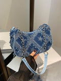 Nuova borsa a tracolla donna baguette in denim, borsa alla moda alla moda