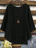 Camicetta oversize da donna con collo tondo, maniche a giro e manica lunga, modello ampio