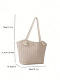 Borsa da spalla in stile di treccia di paglia di grande capacità, design alla moda e semplice, con cinturino singolo, adatta per pendolarismo quotidiano e vacanze, accessori estivi essenziali per donne, per scuola, portatile, pieghevole, grande capacità,