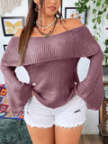 Maglione con spalle scoperte e maniche a campana, di colore unito, stile casual per l'autunno, taglie comode