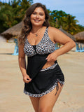 Tankini 2 pezzi con canottiera a fantasia floreale e slip, taglia grande