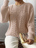 Maglione casual oversize con maniche a lanterna, colore tinta unita