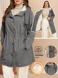 Cappotto casual da donna taglia comoda con bottoni anteriori in pelliccia