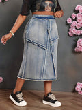Gonna di jeans di taglia grande blu