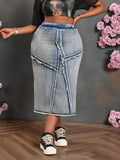 Gonna di jeans di taglia grande blu