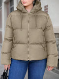 Giacca con cappuccio, zip frontale, manica lunga, in tinta unita, per l'inverno, taglie oversize
