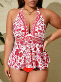 Tankini estivo di da 2 pezzi con stampa posizionata, taglie comode