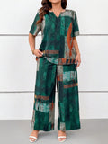 Set di 2 pezzi (top e pantaloni lunghi) oversize da donna, stile vintage