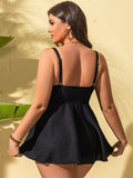 Tankini da donna taglie forti in tessuto traforato, stile canotta