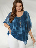 Camicia elegante in rete di taglie forti, blusa a mantella