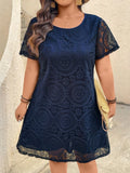 Abito elegante mini casual in tessuto con schiena aperta e motivo a pizzo traforato per donne