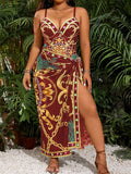 Costume intero stile Barocco stampato taglie forti