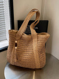 Nuova borsa a tracolla versatile alla moda, borsa da spiaggia e vacanza, design elegante e leggero in paglia intrecciata, stile bohémien, grande capacità