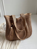 Nuova borsa a tracolla versatile alla moda, borsa da spiaggia e vacanza, design elegante e leggero in paglia intrecciata, stile bohémien, grande capacità