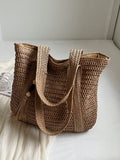 Nuova borsa a tracolla versatile alla moda, borsa da spiaggia e vacanza, design elegante e leggero in paglia intrecciata, stile bohémien, grande capacità