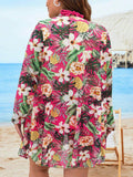 3 pezzi Costume da bagno con Kimono a maniche lunghe, bikini casuale con collo alto, per donna taglia comoda, costumi da bagno da spiaggia alla moda