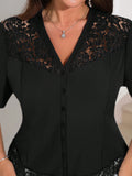 Camicia casual alla moda con motivo patchwork sul fondo