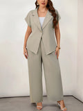 Set di blazer e pantaloni dritti da donna, taglia comoda, elegante e casual