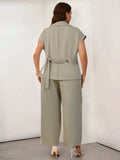 Set di blazer e pantaloni dritti da donna, taglia comoda, elegante e casual