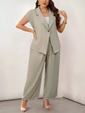Set di blazer e pantaloni dritti da donna, taglia comoda, elegante e casual