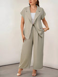 Set di blazer e pantaloni dritti da donna, taglia comoda, elegante e casual