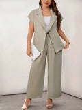 Set di blazer e pantaloni dritti da donna, taglia comoda, elegante e casual