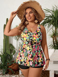 Set costume da bagno tankini con stampa casuale