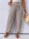 Pantaloni casual da vacanza a blocchi di colori e a righe a forma di cono